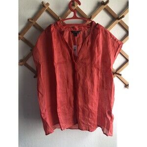 Banana Republic  100 P Ramie Short Sleeve Shirt Blouse M Oversized